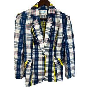 Miss Holly Blazer RN36469 Womens Size 10 Multicolor Plaid Cotton Blend